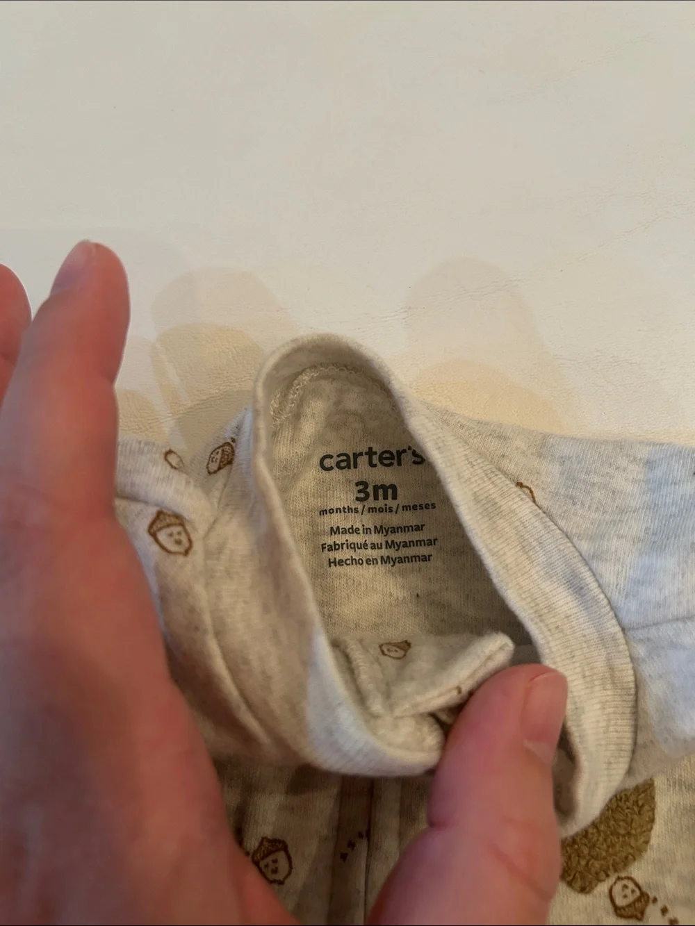 Carter's Light Gray Footed One-Piece with Acorn Accent